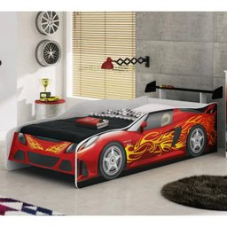 Cama Solteiro Sport Car Branco Preto Moveis Estrela - 3