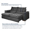 Ver mais imagens de Sofa Retratil e Reclinavel Valencia 200cm 3 Lugares Kc Rei de Casa Veludo Cinza