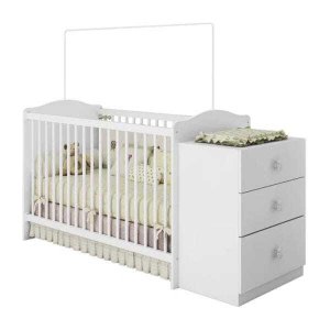 Berço Cômoda Infantil Satriani Branco Moveis Estrela