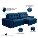 Ver imagem 3 de Sofá Retrátil Reclinável 3 Lugares 250cm Argon F05 Veludo Azul - Mpozenato