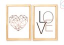 Ver imagem 1 de Kit 2 Quadros Coração Geométrico e Love:pinus