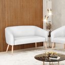 Ver imagem 2 de Namoradeira 02 Lugares Stella Corino Pés Palito Natural - D’Rossi - Branco