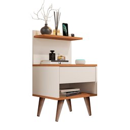 Mesa de Cabeceira Retro com Gaveta Prateleira Criado Quarto Várias Cores - 2