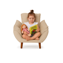 Ver imagem 1 de Mini Poltrona Cadeira Infantil de Criança Suede Bege Pés Palito