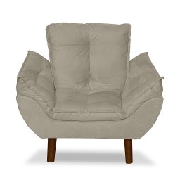 Mini Poltrona Cadeira Infantil de Criança Suede Bege Pés Palito - 1