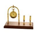Ver imagem 1 de RELÓGIO DE MESA DECORATIVO METAL/MADEIRA DOURADO 20x10x17cm