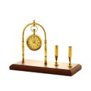 Ver imagem 2 de RELÓGIO DE MESA DECORATIVO METAL/MADEIRA DOURADO 20x10x17cm