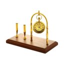 Ver imagem 3 de RELÓGIO DE MESA DECORATIVO METAL/MADEIRA DOURADO 20x10x17cm