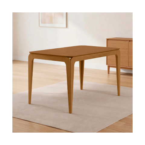 Mesa de Jantar 4 Lugares Retangular 120cm Tampo MDF Claris N01 Ypê - Lyam Decor