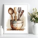 Ver imagem 2 de Quadro para Cozinha Vintage - Utensílios 24x18cm:moldura Preta