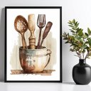 Ver imagem 1 de Quadro para Cozinha Vintage - Utensílios 24x18cm:moldura Preta