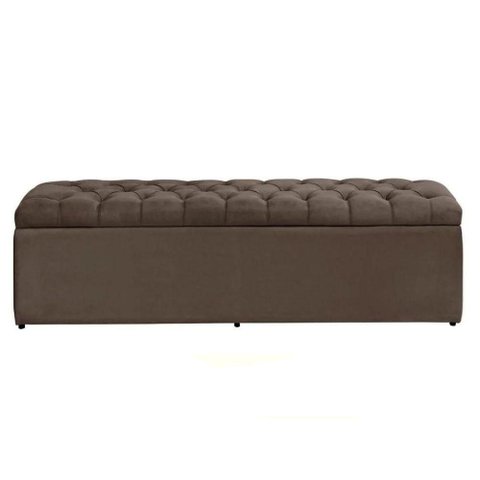 Calçadeira Recamier com Baú Sapateira Dubai 1,28 M Viúva Solteirão Quarto Suede Marrom - Aurora