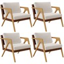 Ver imagem 1 de Kit 04 Poltronas Decorativas Para Sala De Estar Pietra L02 Couríssimo Marrom Linho Cru - Lyam