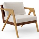 Ver imagem 3 de Kit 04 Poltronas Decorativas Para Sala De Estar Pietra L02 Couríssimo Marrom Linho Cru - Lyam
