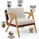 Ver imagem 4 de Kit 04 Poltronas Decorativas Para Sala De Estar Pietra L02 Couríssimo Marrom Linho Cru - Lyam