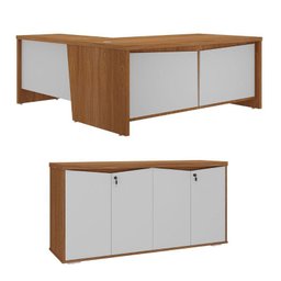 Conjunto Escritório: Mesa Chefia 6300 + Balcão 6292 - 1