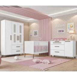 Quarto Infantil Completo 03 Peças Retro Bibi Branco Moveis Estrela - 1