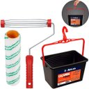 Ver imagem 6 de Bandeja Caçamba Balde para Pintura 10l Plástica com Alça + Suporte Garfo + Rolo de Pintura 23cm 8mm