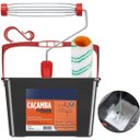 Ver imagem 5 de Bandeja Caçamba Balde para Pintura 10l Plástica com Alça + Suporte Garfo + Rolo de Pintura 23cm 8mm