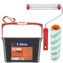 Ver imagem 1 de Bandeja Caçamba Balde para Pintura 10l Plástica com Alça + Suporte Garfo + Rolo de Pintura 23cm 8mm