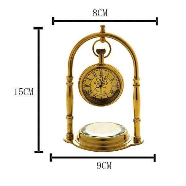 Relógio Decorativo Metal C/Bússola Dourado 15X9X8cm - 4