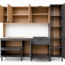 Ver imagem 6 de Cozinha Completa Modulada com Balcão, Aéreo, Paneleiro e Espaço Forno e Cooktop Cinza Yescasa