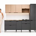 Ver imagem 5 de Cozinha Completa Modulada com Balcão, Aéreo, Paneleiro e Espaço Forno e Cooktop Cinza Yescasa