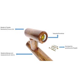 Kit 10 Arandelas Madeira - Marrom - Bivolt - 3
