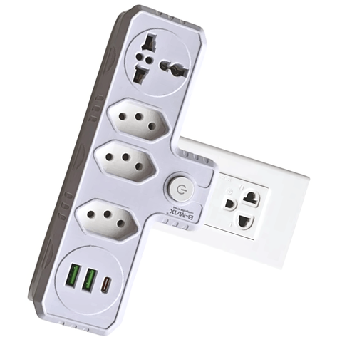 Adaptador 10a 4 Tomadas 2 Usb/c Max 2500w Bm-8704a Branco