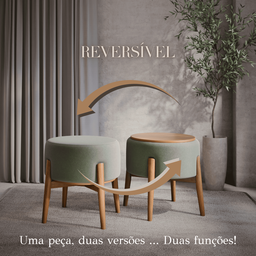 Puff Dual em Mdf Premium 1 Unidade Móvel Sofisticado Tecido Linho:verde - 4