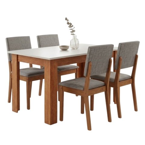 Conjunto Sala de Jantar Mesa 1,10m Place 4 Cadeiras Linda Viero