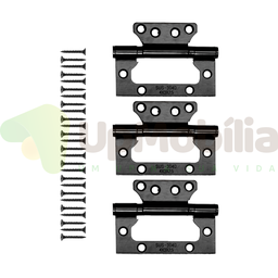 Kit Dobradiças Sobrepor Preta - Pct C/ 3 Peças P/ 1 Porta - 1