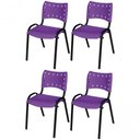 Ver imagem 1 de Cadeira Iso Base Preto Igreja, Escola, Escritório - Violeta Kit 4 Peças