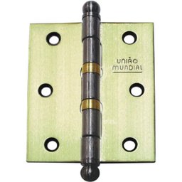Dobradiça para Porta com Anel 3.1/2 x 3" Aço - União Mundial Latonado Oxidado - 1