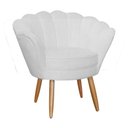 Ver imagem 3 de Kit Namoradeira + 2 Poltronas Decorativa Pétala Couro Branco Pés Madeira Mz Decor