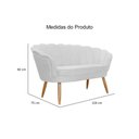 Ver imagem 2 de Kit Namoradeira + 2 Poltronas Decorativa Pétala Couro Branco Pés Madeira Mz Decor