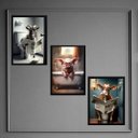 Ver imagem 1 de Kit 3 Quadros Divertidos Banheiro Fazenda 45x34cm:madeira Preta