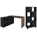 Ver imagem 1 de Mesa Escrivaninha em L Eron e Estante Livreiro Maly A06 Ipê/preto - Mpozenato