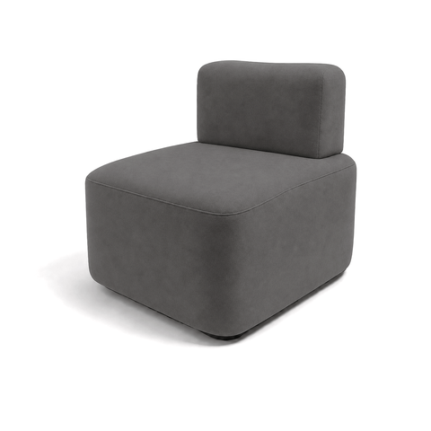Poltrona Cubo para Sala Moderna e Recepção Suede:Suede Cinza Chumbo