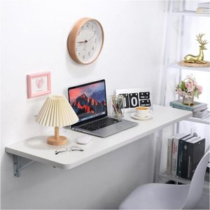 Mesa Suspensa em Mdf Branco Estudos Home Office com Dobradiças 120x40cm - Ms01