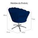 Ver imagem 4 de Jogo 2 Poltronas Para Sala Comercial Base Giratória de Metal Pétala Suede Azul Marinho - LM DECOR