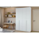 Ver imagem 5 de Guarda Roupa Solteiro 4 Portas 2 Gavetas MDF Branco Lopas Alonzo Plus