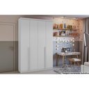Ver imagem 1 de Guarda Roupa Solteiro 4 Portas 2 Gavetas MDF Branco Lopas Alonzo Plus