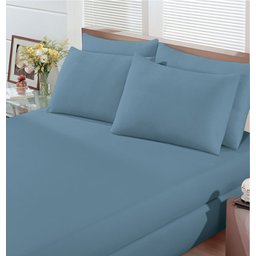 Jogo de Cama Casal 3 Peças Basic Rolinho Liso Malha Buettner basic63021000 Água - 2