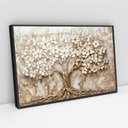 Ver imagem 2 de Quadro Decorativo Árvore da Vida Flores Brancas Fundo com Textura Sala Quarto Casa Escritório