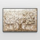 Ver imagem 3 de Quadro Decorativo Árvore da Vida Flores Brancas Fundo com Textura Sala Quarto Casa Escritório