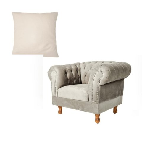 Uma Poltrona Chesterfield Duque + Uma Almofada Suede Nude Sala de Estar/recepção