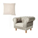 Ver imagem 1 de Uma Poltrona Chesterfield Duque + Uma Almofada Suede Nude Sala de Estar/recepção