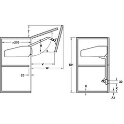 Articulador Free Fold 710-790 mm / 5,2 a 10,3 Kg para Portas com Duas Folhas Iguais Hafele - 5