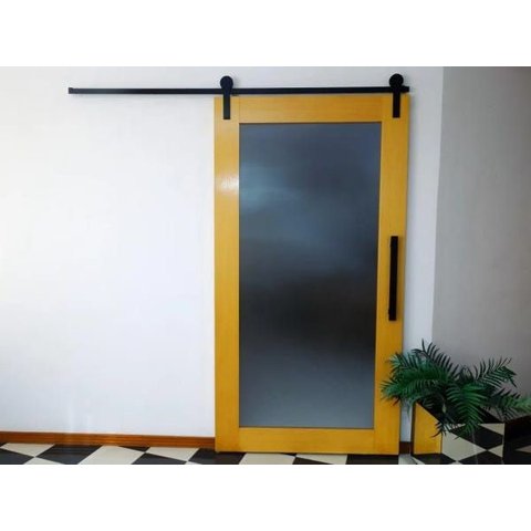 Kit Aparente para Porta de Correr 2m Preto 01 Porta (50 kg) Geris